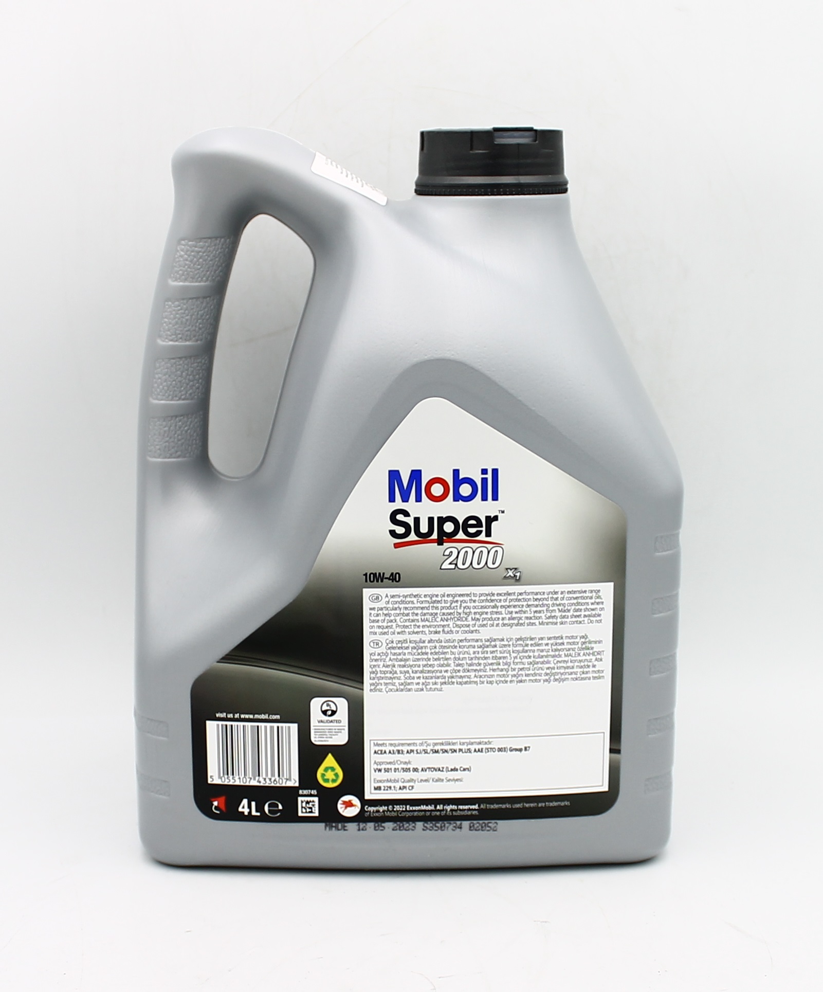 150548 MOBIL ПОЛУСИНТЕТИЧЕСКОЕ МОТОРНОЕ МАСЛО ~ 10W40 4Л SUPER 2000Х1 (A3/B3 SL)