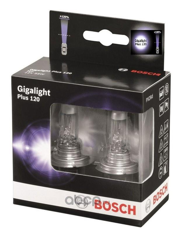 1987301106 BOSCH ЛАМПА ГАЛОГЕННАЯ H4 60/55W 12V GIGALIGHT +120% (КОМПЛЕКТ 2 ШТ )