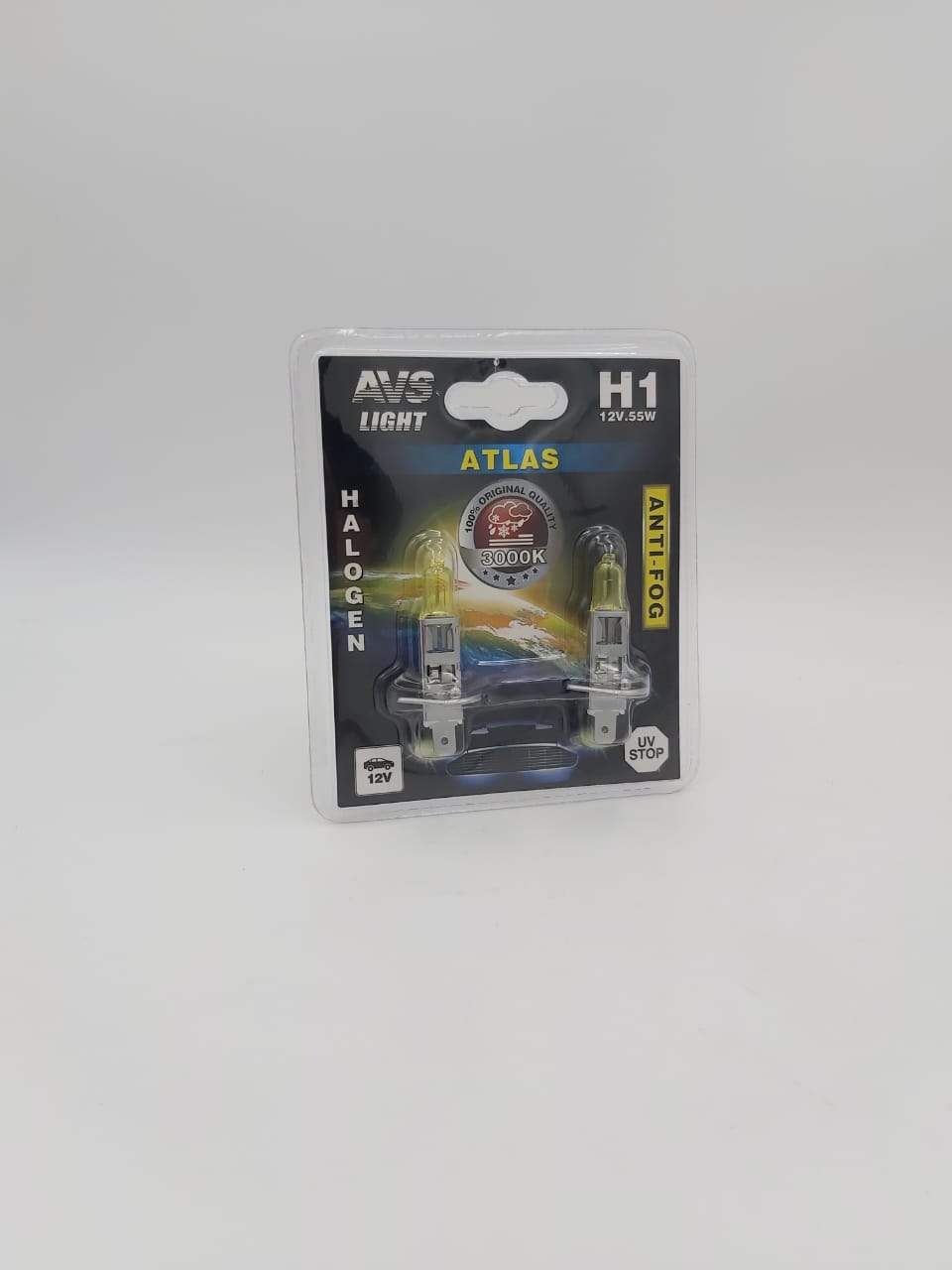 A78618S AVS ЛАМПА ГАЛОГЕННАЯ H1 55W ATLAS ANTI-FOG/ЖЕЛТЫЙ 12V.2ШТ~3000К.