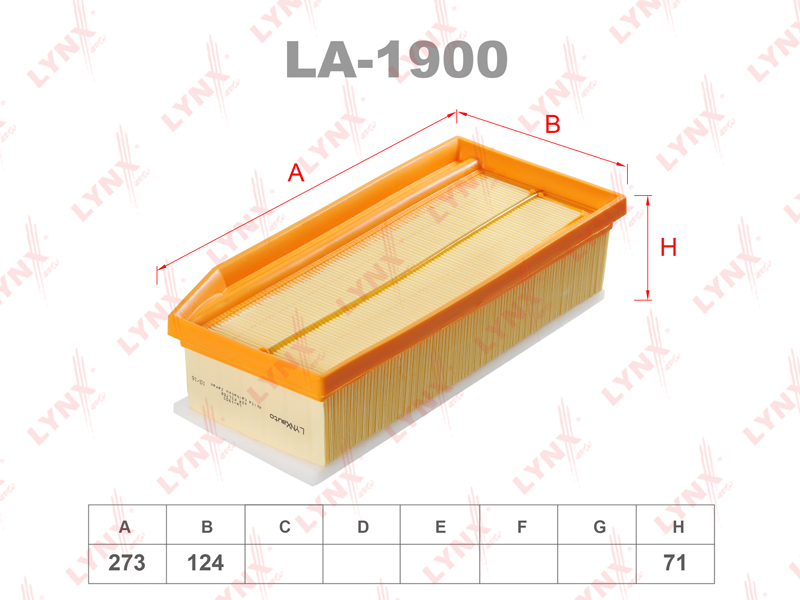 LA1900 LYNX ФИЛЬТР ВОЗДУШНЫЙ LADA LARGUS / VESTA / X-RAY/SANDERO 2 (HR16DE/H4M.21129)