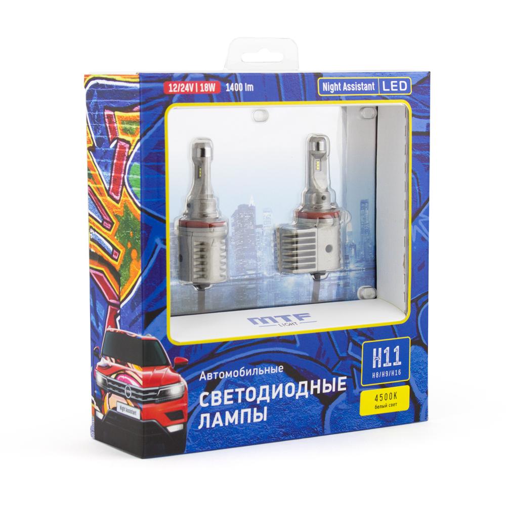 NAH11K4 MTF LIGHT ЛАМПА СВЕТОДИОДНАЯ 12V Н11/H9/H8/H16~4500К BL 2ШТ 12/24В
